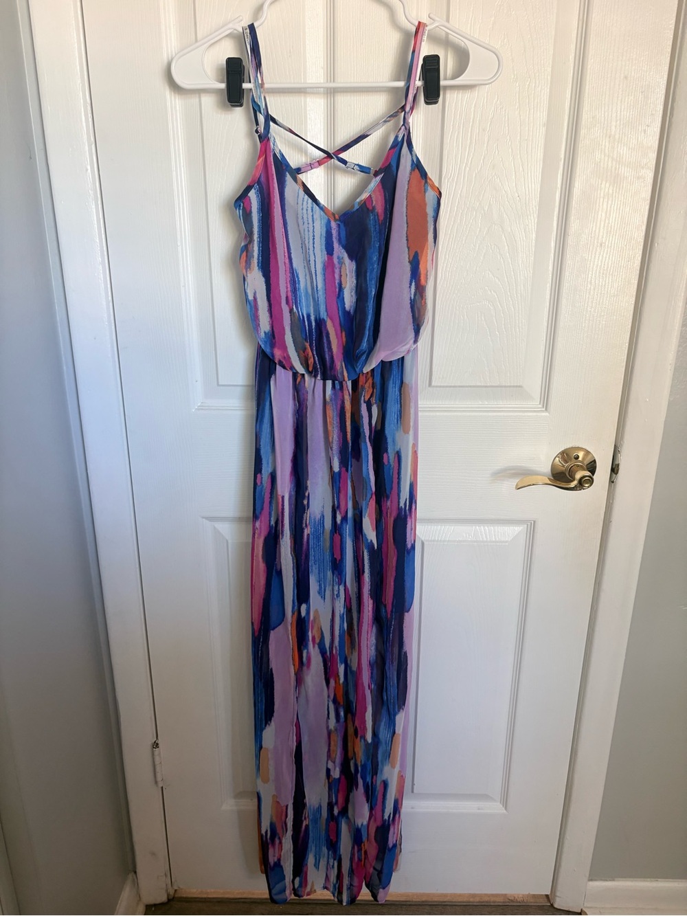 Sleeveless Multi-Color Maxi Dress with Strappy Back